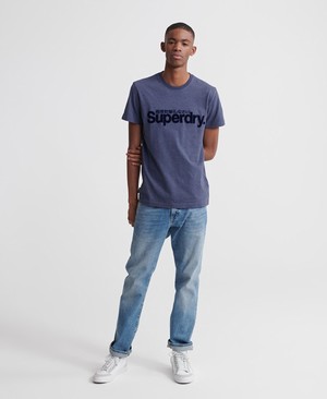 Superdry Core Faux Suede Férfi Pólók Kék | QREWK7610